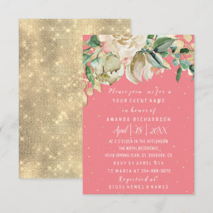 Brautparty Blume Brunch Mint Rosa Confetti Einladung