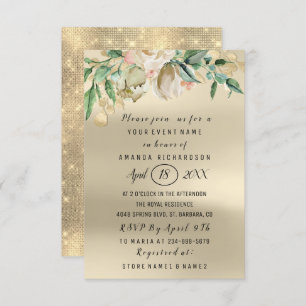 Brautparty Blume Grüne Goldfarbe Einladung