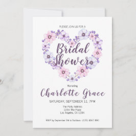 Brautparty Blume Herz Lila Weiß Einladung
