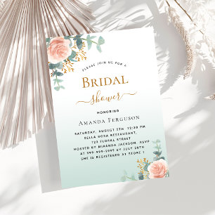 Brautparty Blumen Rose Gold Grün Luxus Einladung