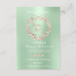 Brautparty Blumenreath Minze Rosa Rose Gold Einladung