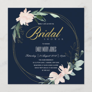 BRAUTPARTY "BLUSH FLORAL FRAME WATERCOLOR" EINLADUNG