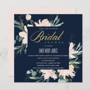BRAUTPARTY "BLUSH FLORAL FRAME WATERCOLOR" EINLADUNG