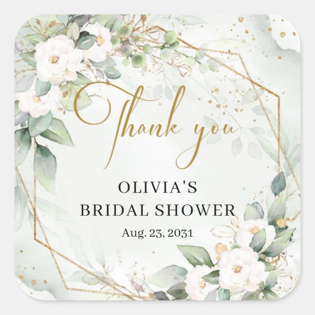 Brautparty Boho Aquarell rot und rosa Rosen Quadratischer Aufkleber (Vorderseite)