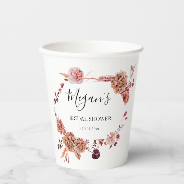 Brautparty boho Blume Paper Cups Pappbecher (Vorderseite)