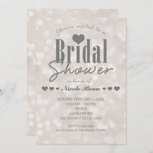 Brautparty Bokeh White Modern Heart Einladung