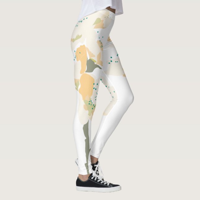 Brautparty, botanische Blume Orange Leggings (Rechts)