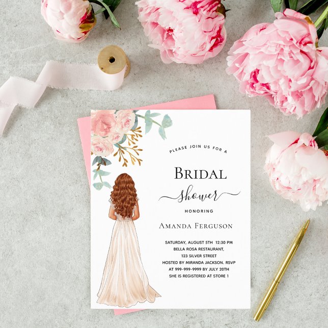 Brautparty Braut Rose grüne Haushaltseinladung (Von Creator hochgeladen)