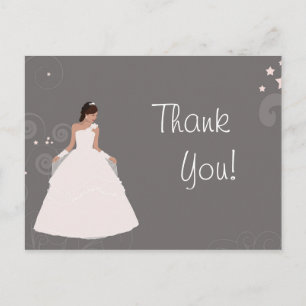 Brautparty Bride extravagantes weißes Kleid Danke Postkarte