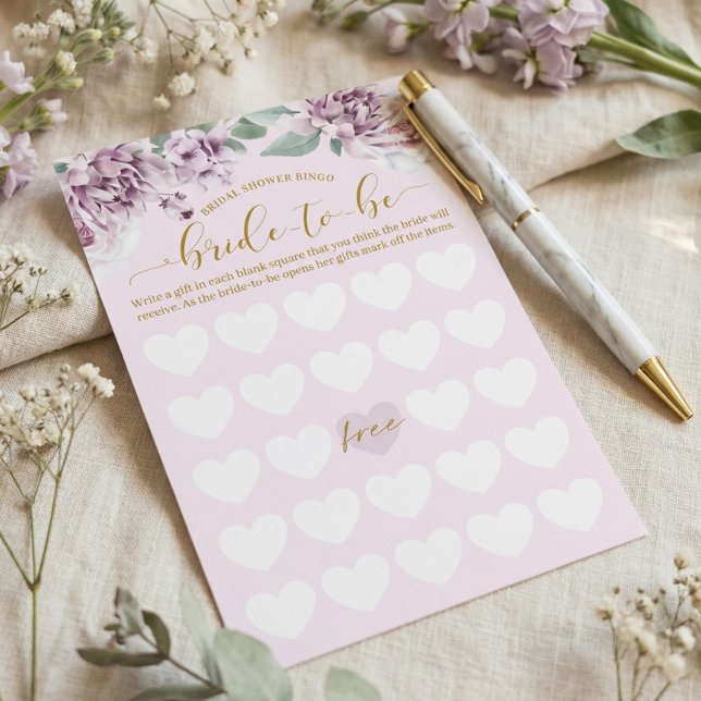 Brautparty Bride-to-be Bingo Wasserfarbe Florals (Watercolor Floral Bridal Shower Bride to Be Bingo)