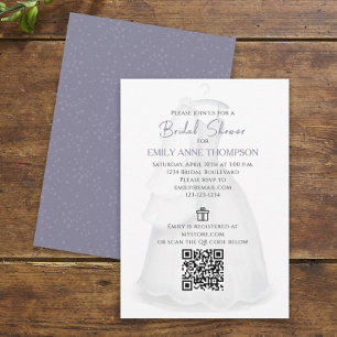 Brautparty Bride Wedding Vintag Gown QR Code Einladung
