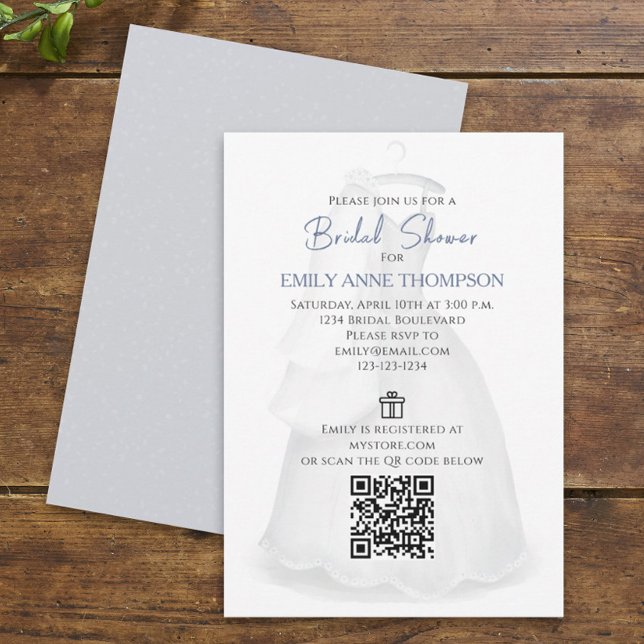 Brautparty Bride Wedding Vintag Gown QR Code Einladung (Von Creator hochgeladen)