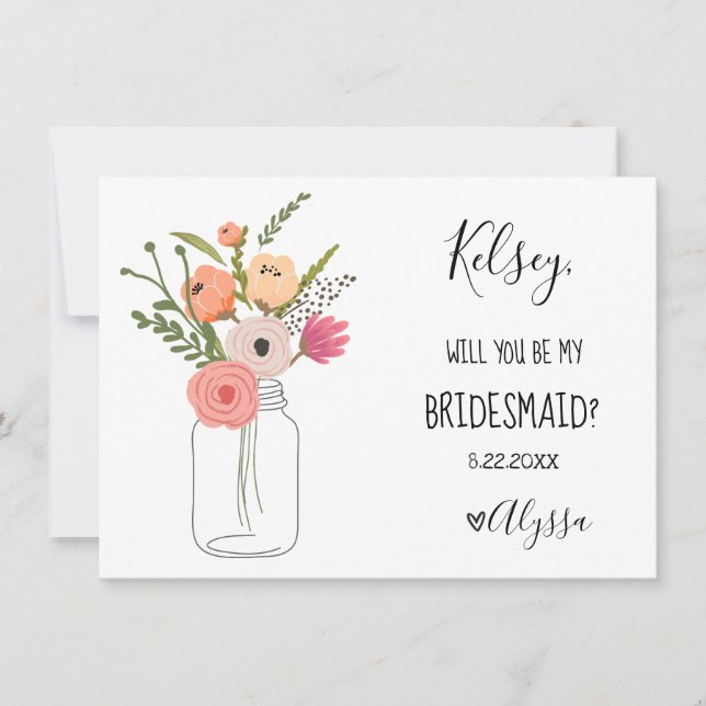 Brautparty Bridesmaid Vorschlag Card Dankeskarte (Vorderseite)