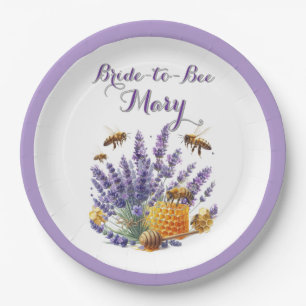 Brautparty Bridge to Bee Lavender Paper Plate Pappteller