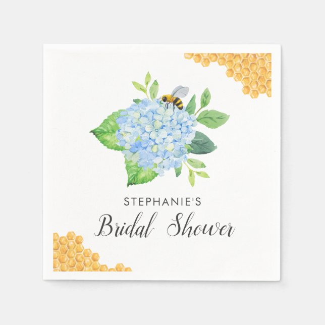 Brautparty Brie to Bee Hydrangea Blue Floral Serviette (Vorderseite)