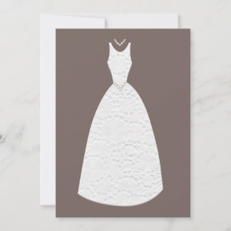 Brautparty Brown White Wedding Dress Einladung