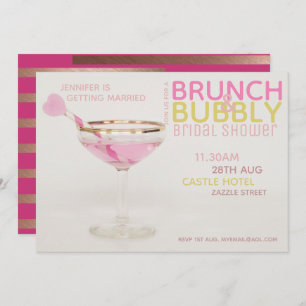 Brautparty BRUNCH BUBBLY Cocktail PINK GOLD Einladung