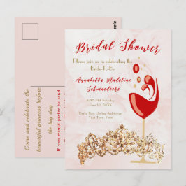 Brautparty Budget Rosa Wein Golfen Einladung Postkarte