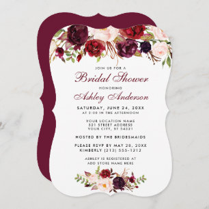Brautparty Burgund Blumenladen BR Einladung