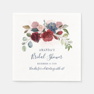Brautparty Burgund Rustikale Floral Custom Serviette
