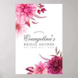 Brautparty Burgund und Blüten im Herbst willkommen Poster