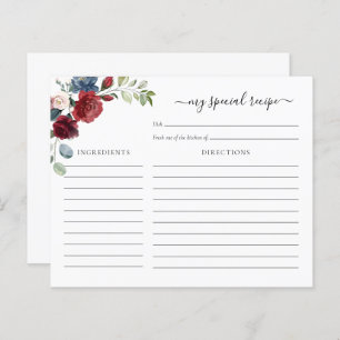 Brautparty Burgundy Blumenrezeptkarte