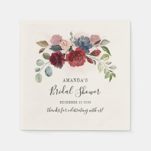 Brautparty Burgundy Rustic Floral Custom Paper Serviette