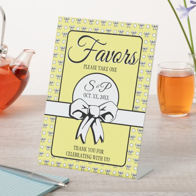 Brautparty Butter Gelbe Polka Dots Bows Sockelschild (In Situ)