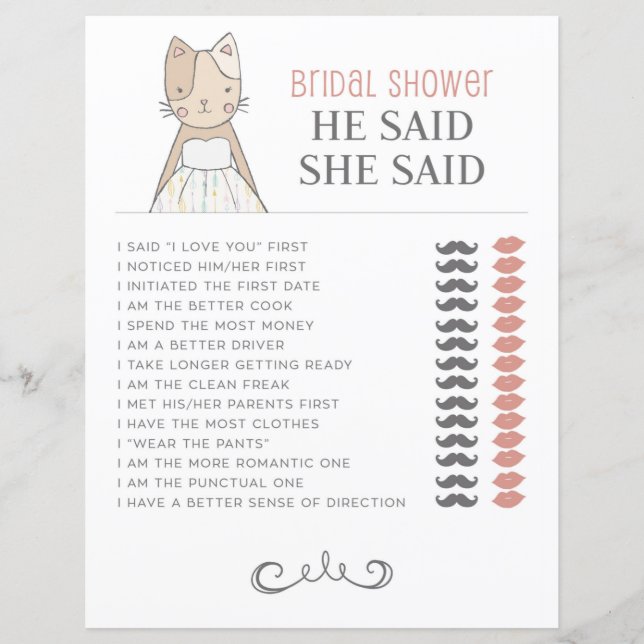 Brautparty Cat Thema sagte er sagte, sie sagte Gam (Vorderseite)