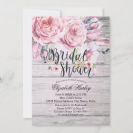 Brautparty Chic Boho Blumenzauber Rustikales Holz Einladung