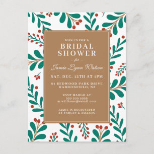 Brautparty   Christmas Mistletoe & Holly Postkarte