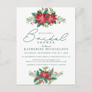 Brautparty   Christmas Pastor Poinsettia Floral Postkarte