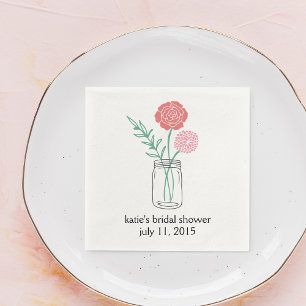 Brautparty Cocktail Napkin, Botanischer Mason Jar Serviette