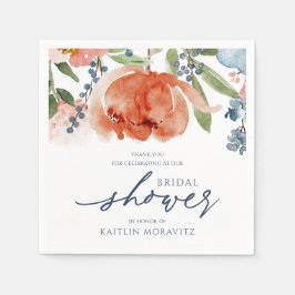 Brautparty Colorful Orange & Dusty Blue Peony Serviette