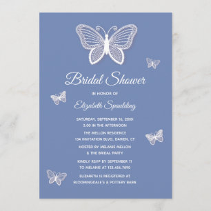Brautparty Cornflower Blue & White Butterfliegen Einladung
