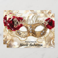 Brautparty Cream Gold Rote Rosen Masquerade