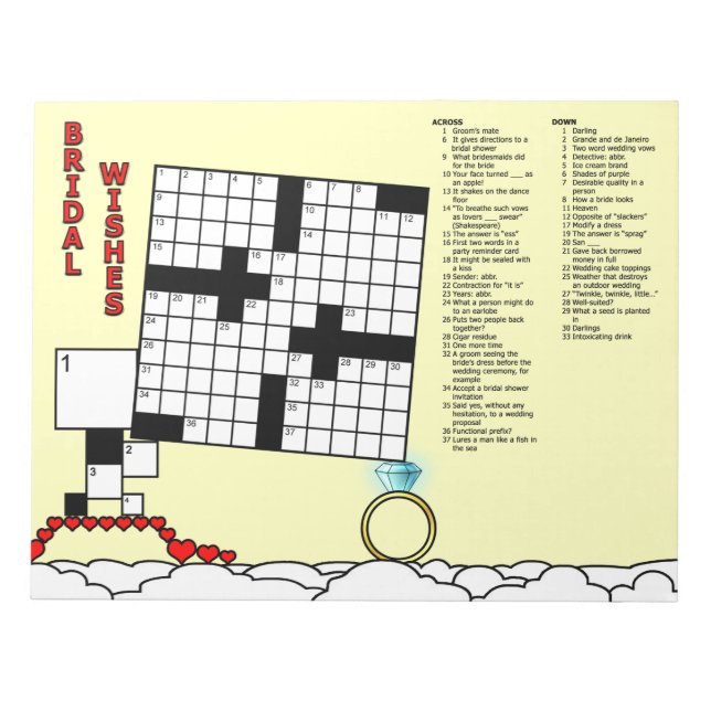 Brautparty Crossword Game Book (11x11 Grid) Notizblock (Vorderseite)