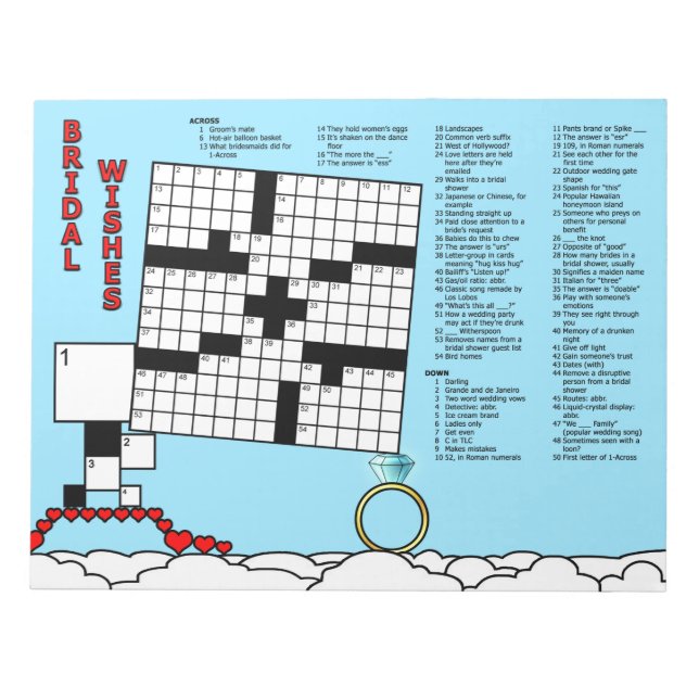 Brautparty Crossword Game Book (13x13 Grid) Notizblock (Vorderseite)