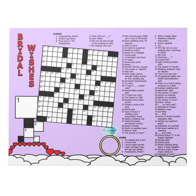 Brautparty Crossword Game Book (15x15 Grid) Notizblock (Vorderseite)