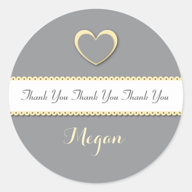 Brautparty Danke, YELLOW und GRAY V014 Runder Aufkleber (Vorderseite)