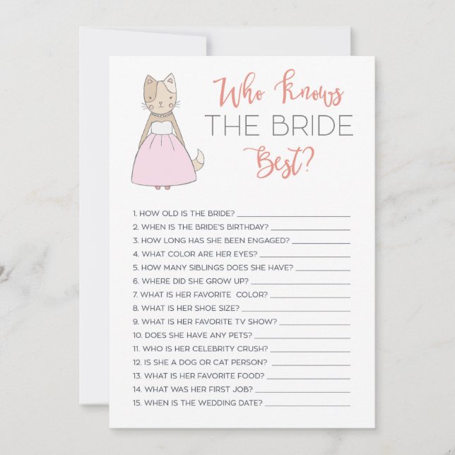 Brautparty, das die Bride Best Game Card kennt Einladung (Vorderseite)