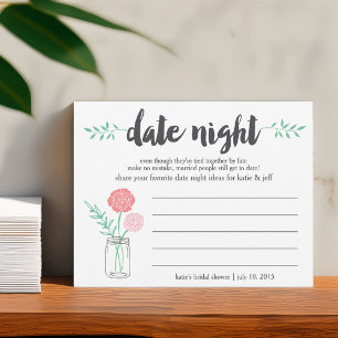 Brautparty Date Night Idecard   Mason Jar Hinweiskarte