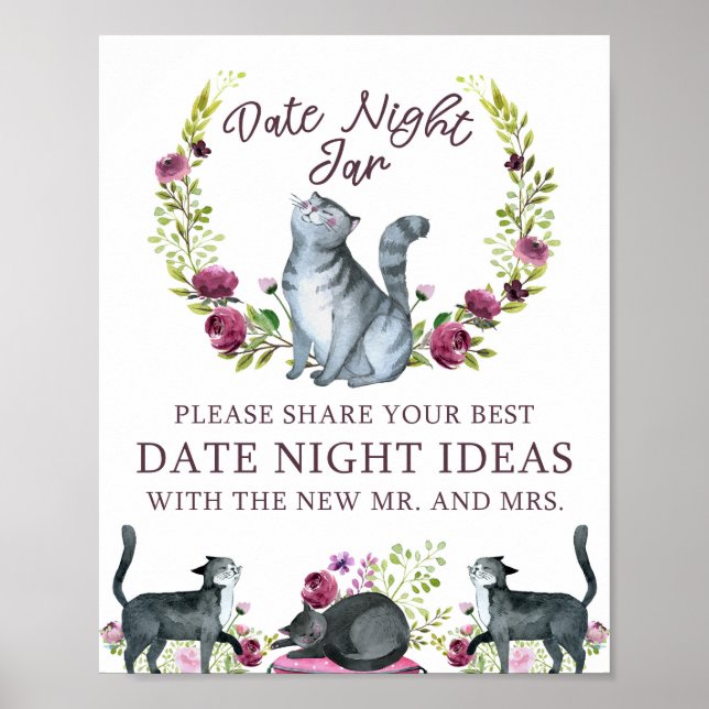 Brautparty Date Night Jar Cat Thema Unterzeichnung Poster (Vorne)