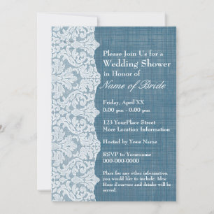 Brautparty: Denim und Lace Muster Einladung