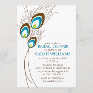 Brautparty der Aquamarinen Pfauenfedern Einladung