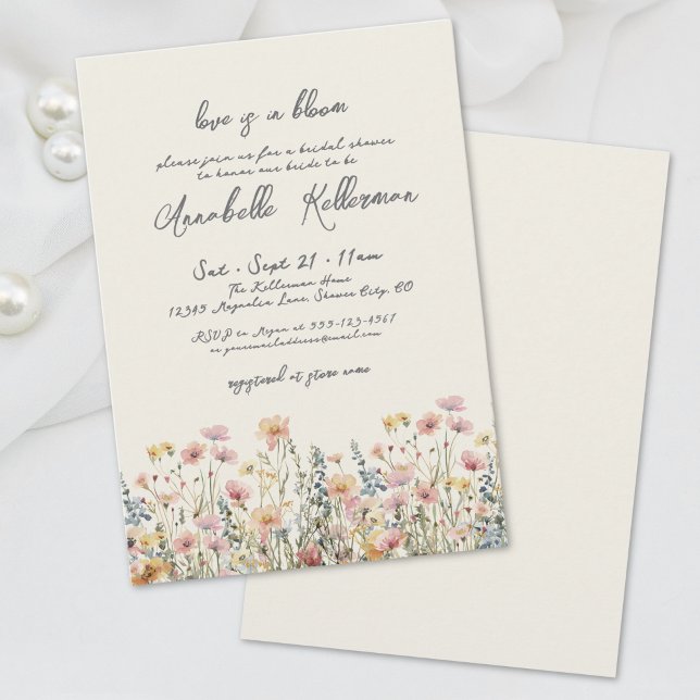 Brautparty der botanischen Wildblumen im Herbst Einladung (Botanical Autumn Wildflowers Bridal Shower Invitation)