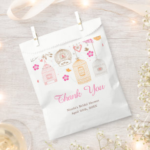 Brautparty der rosa und orangefarbenen Vogelkäfige Geschenktütchen