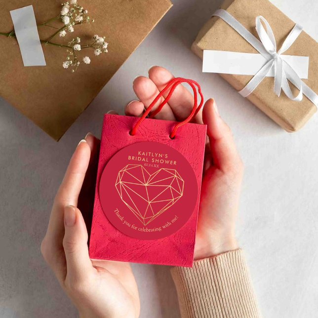 Brautparty des geometrischen Herzens Runder Aufkleber (Von Creator hochgeladen)