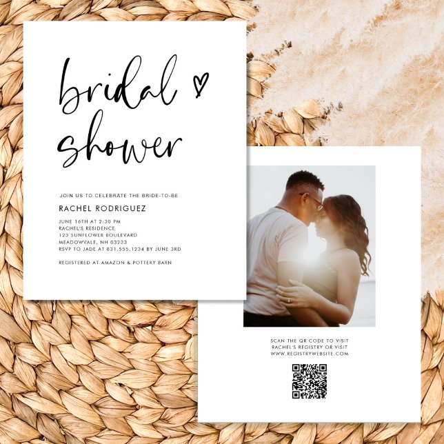 Brautparty des modernen QR-Kodex Flyer (Budget Bridal Shower Invitations With Qr Code)