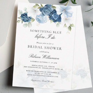 Brautparty Dusty Blue Bloom Elegante Einladung